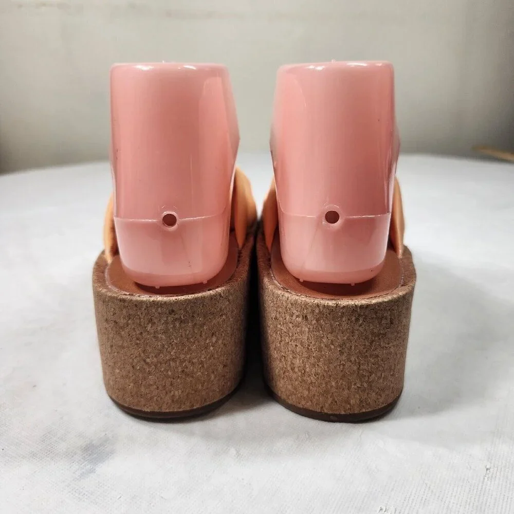 Lucky Brand Womens Size 6.5 Lellina Corck Platform Wedge Thong Orange Sandal 902
